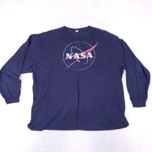 Delta Pro Weight NASA T Shirt Adult 3XL Navy Blue Long Sleeve Space Graphic Tee